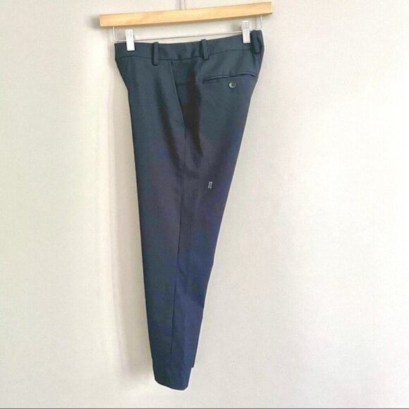 Kit & Ace Navy Blue Wool Stretch Suiting Flat Front Crop Trouser Pants - 28" - Picture 4 of 13